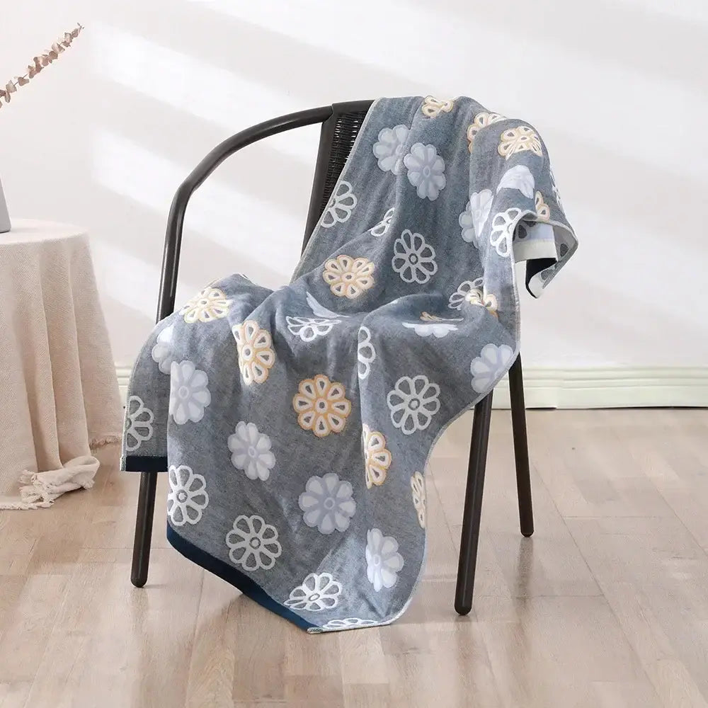 Geometric pink & gray cotton bath towel bathroom quick dry accessory