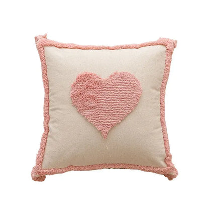 Geometric pink & white embroidered pillow covers living room decor