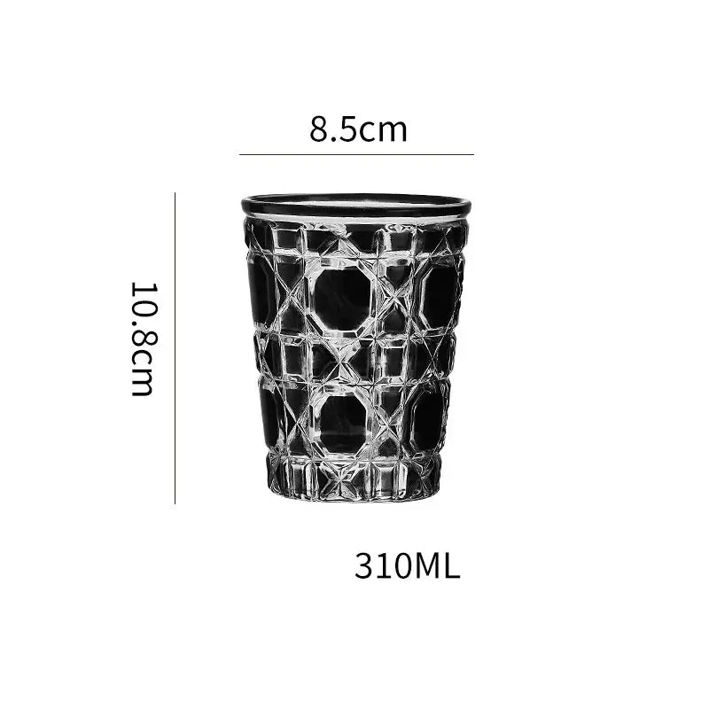 Geometric red green & amber heavy whiskey glass dining room tumbler