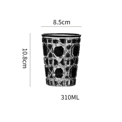 Geometric red green & amber heavy whiskey glass dining room tumbler