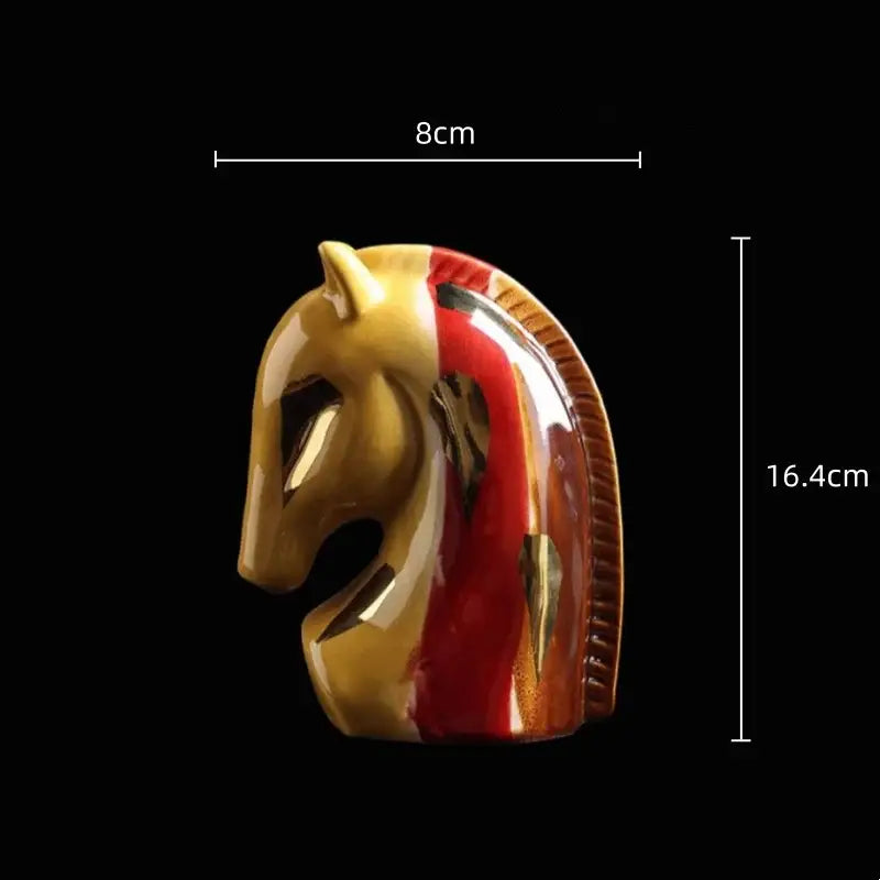Geometric red & yellow horse head ceramic vase living room decor