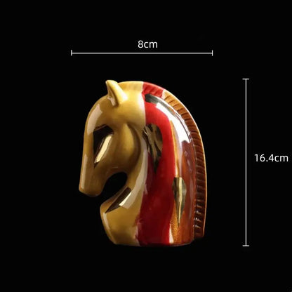 Geometric red & yellow horse head ceramic vase living room decor