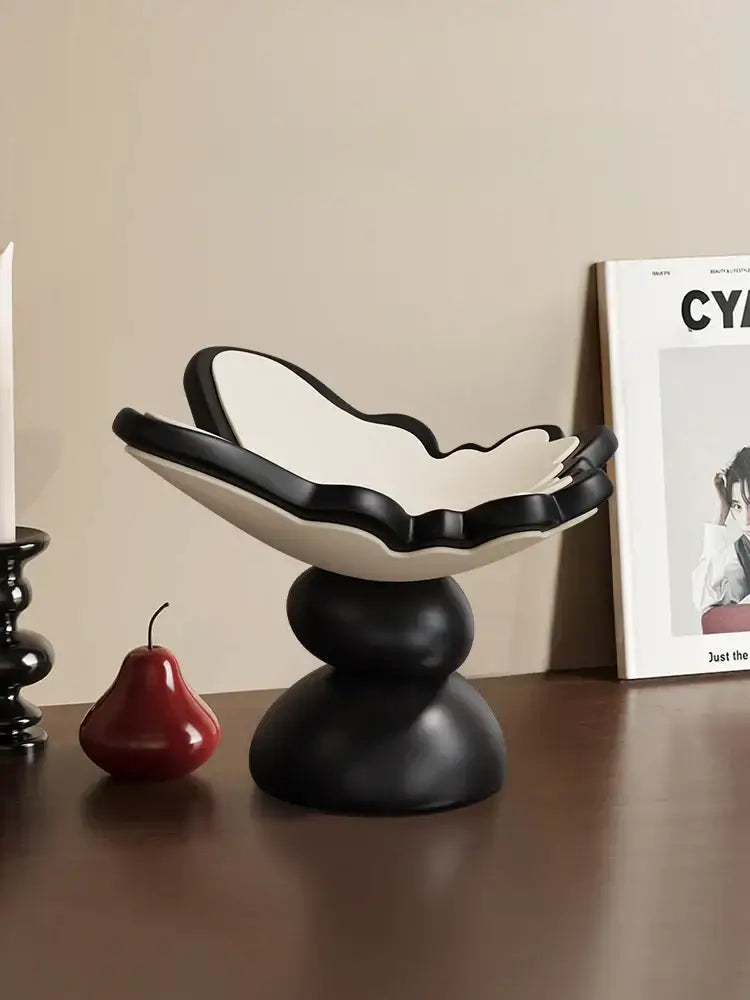Geometric resin tray black & white butterfly bowl dining room storage