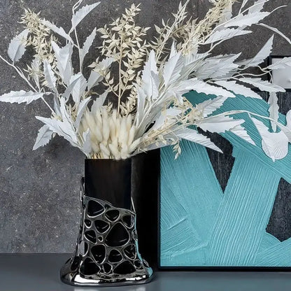 Geometric silver and amber glass vase living room sculpted terrarium