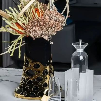 Geometric silver and amber glass vase living room sculpted terrarium
