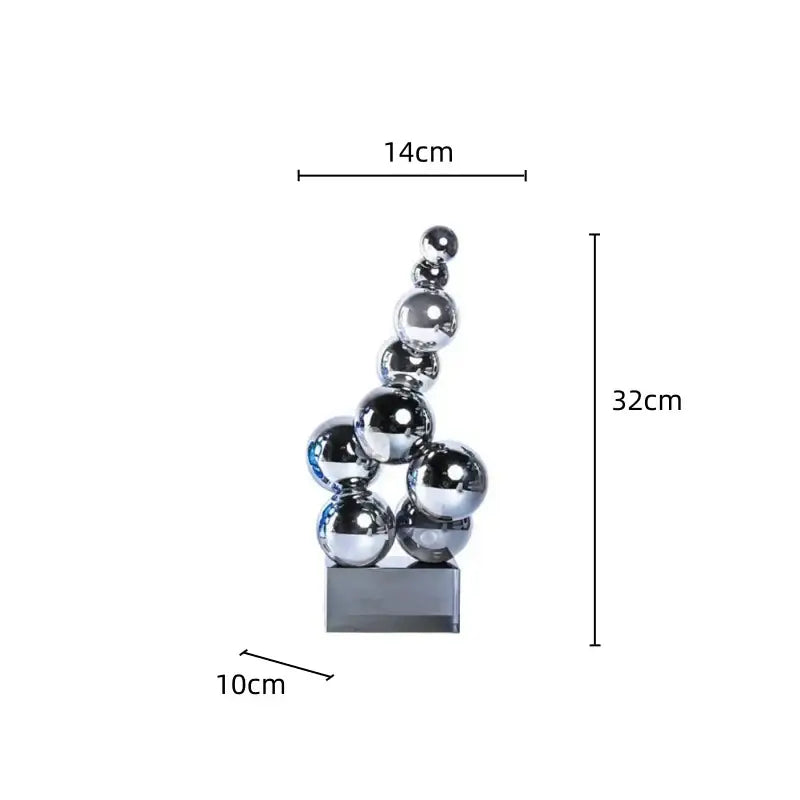 Geometric silver & blue crystal sculpture living room decor ball
