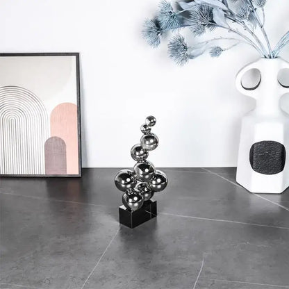Geometric silver & blue crystal sculpture living room decor ball