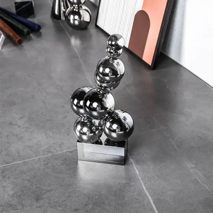 Geometric silver & blue crystal sculpture living room decor ball
