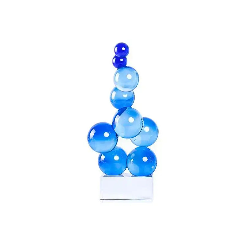 Geometric silver & blue crystal sculpture living room decor ball
