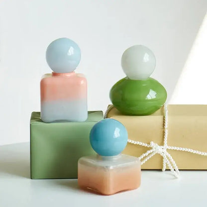 Geometric sphere glass vase with lid bedroom desktop storage container