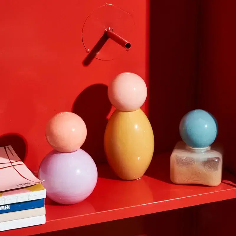 Geometric sphere glass vase with lid bedroom desktop storage container