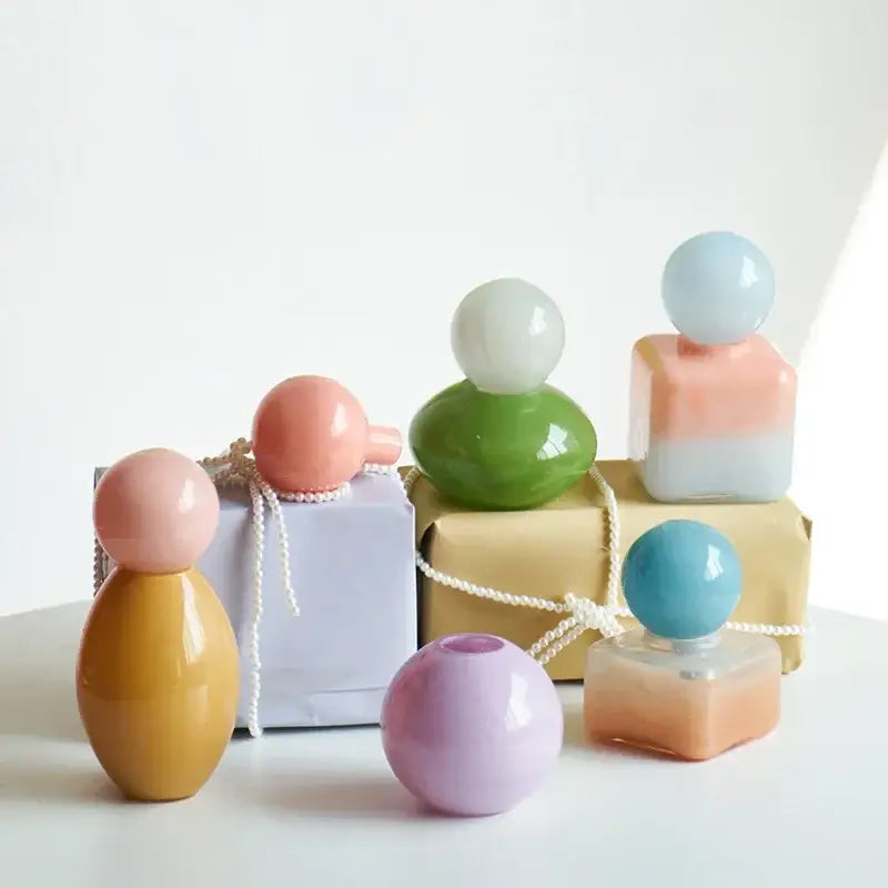 Geometric sphere glass vase with lid bedroom desktop storage container