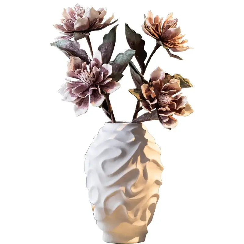 Geometric spiral white ceramic vase fruit platter living room decor