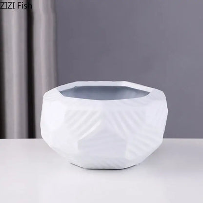 Geometric stacked ceramic vase living room gold white & black decor