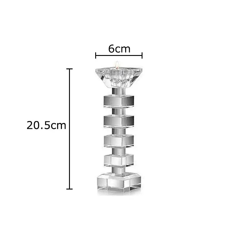 Geometric stacked cube crystal candle holder dining room decor