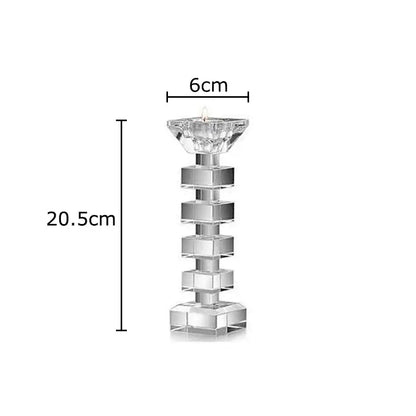 Geometric stacked cube crystal candle holder dining room decor