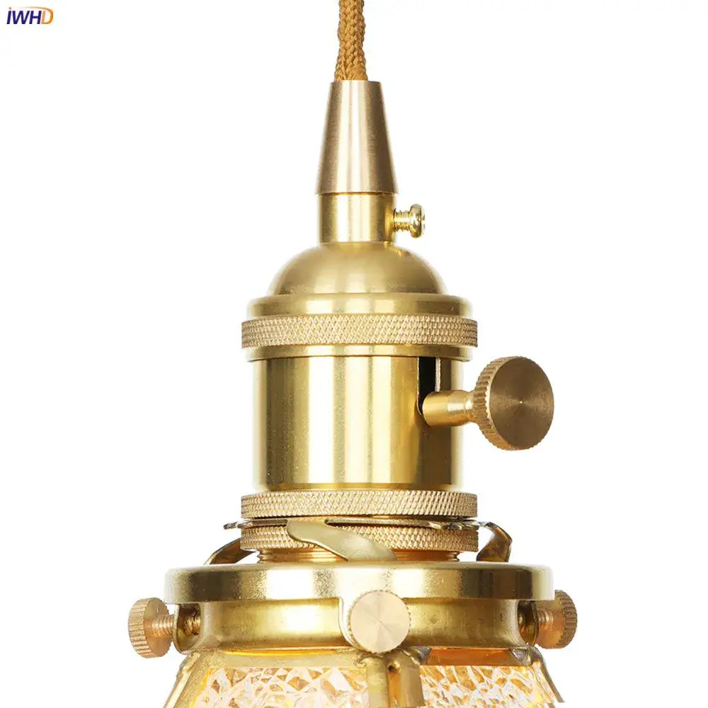 Geometric star glass copper led pendant light for kitchen