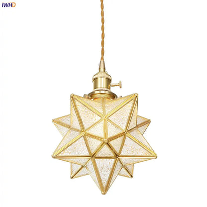 Geometric star glass copper led pendant light for kitchen