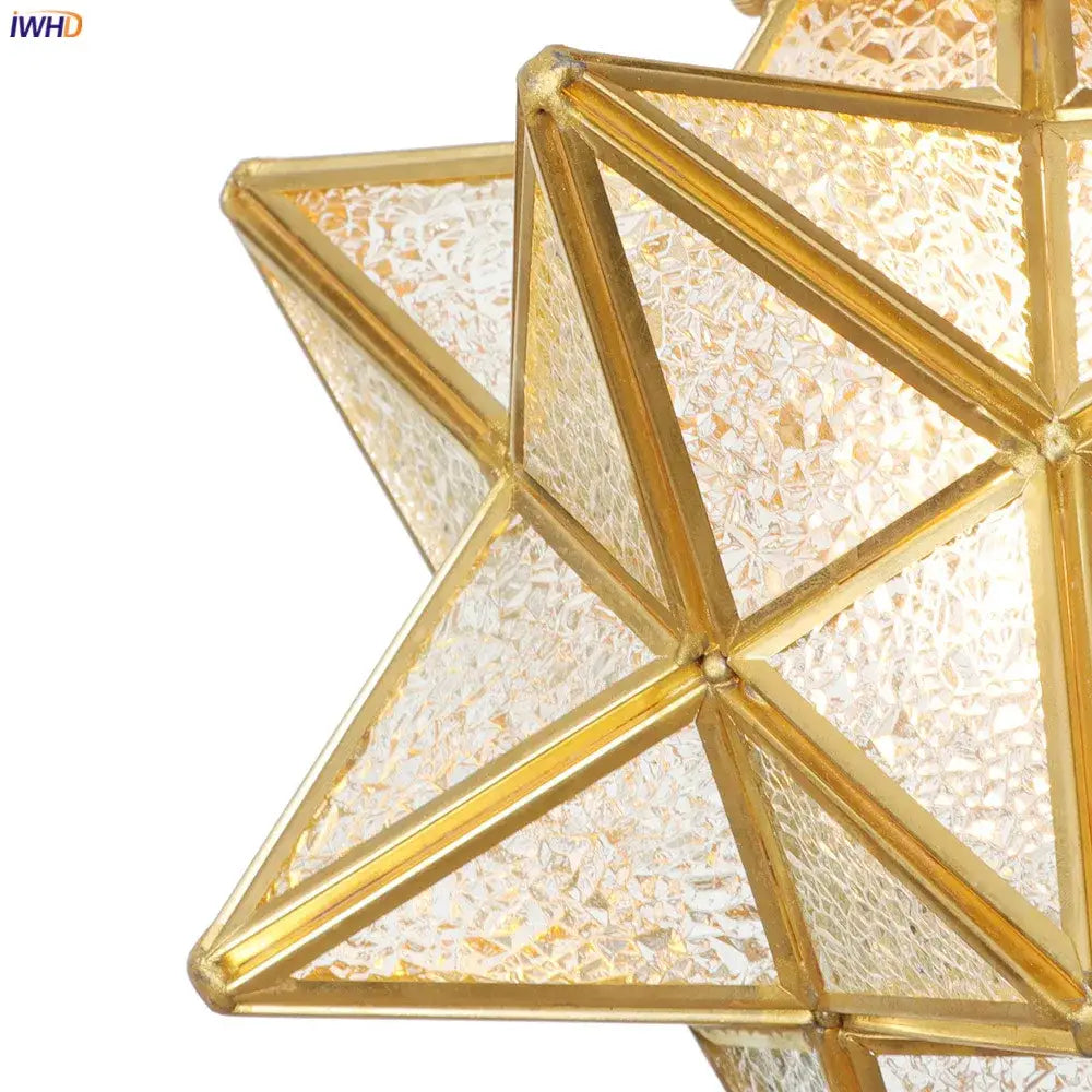 Geometric star glass copper led pendant light for kitchen