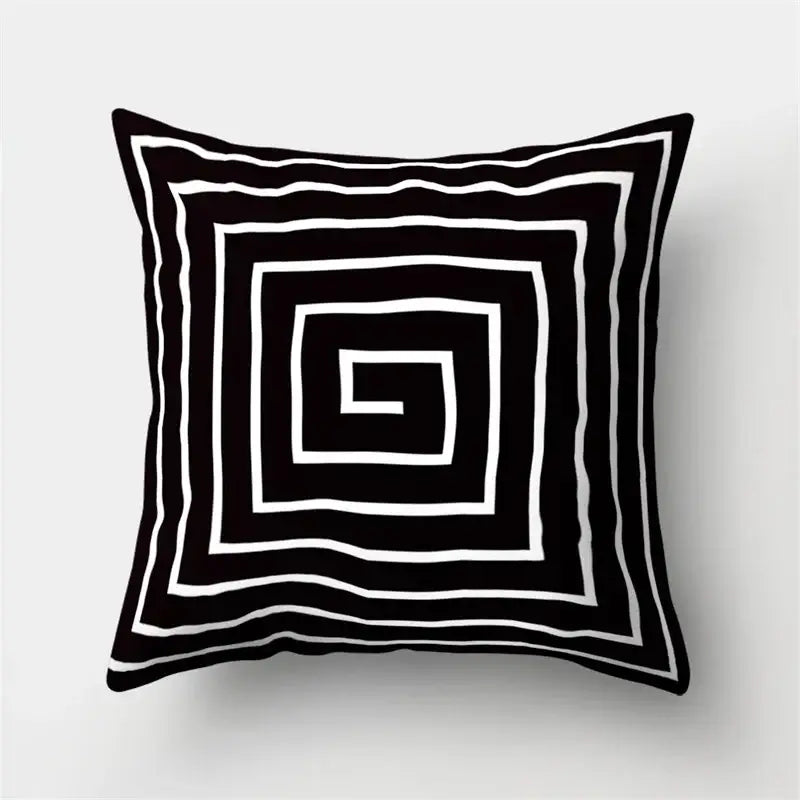 Geometric star print black & white pillow cover living room decor