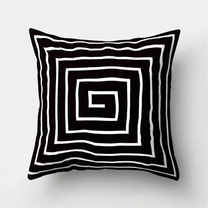 Geometric star print black & white pillow cover living room decor