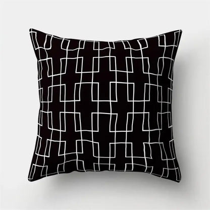 Geometric star print black & white pillow cover living room decor