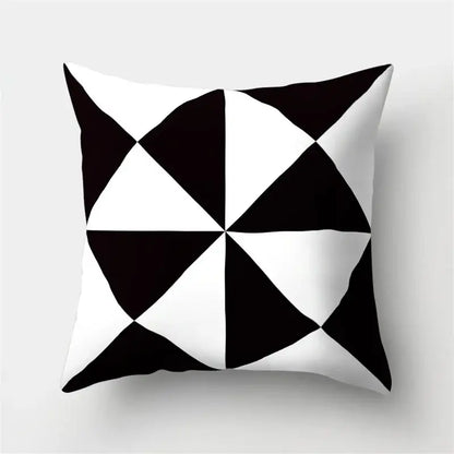 Geometric star print black & white pillow cover living room decor