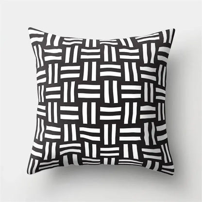 Geometric star print black & white pillow cover living room decor