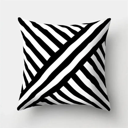 Geometric star print black & white pillow cover living room decor