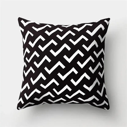 Geometric star print black & white pillow cover living room decor