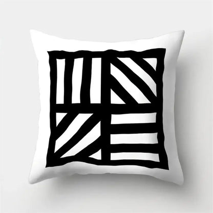 Geometric star print black & white pillow cover living room decor