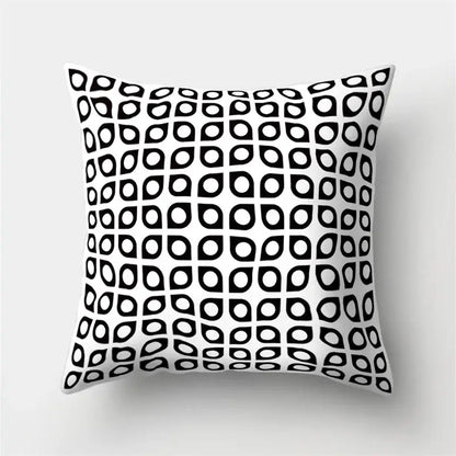 Geometric star print black & white pillow cover living room decor