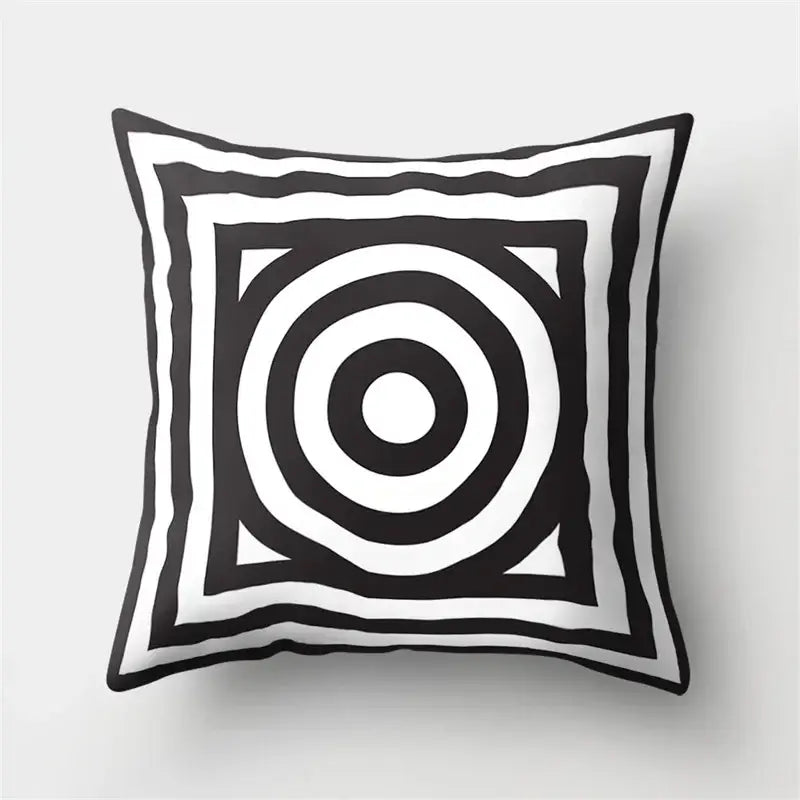 Geometric star print black & white pillow cover living room decor