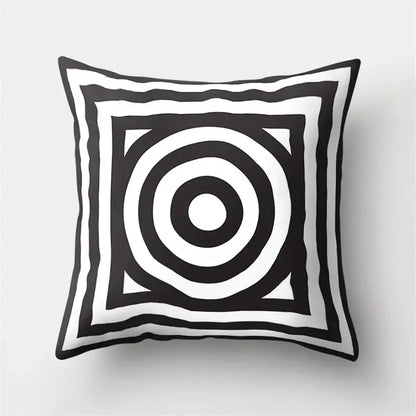 Geometric star print black & white pillow cover living room decor