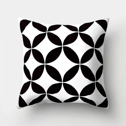 Geometric star print black & white pillow cover living room decor