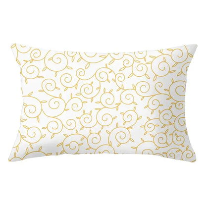 Geometric striped curved rectangle pillows yellow & teal living room