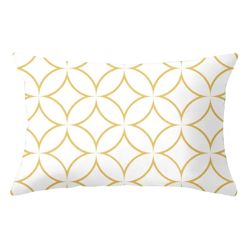 Geometric striped curved rectangle pillows yellow & teal living room