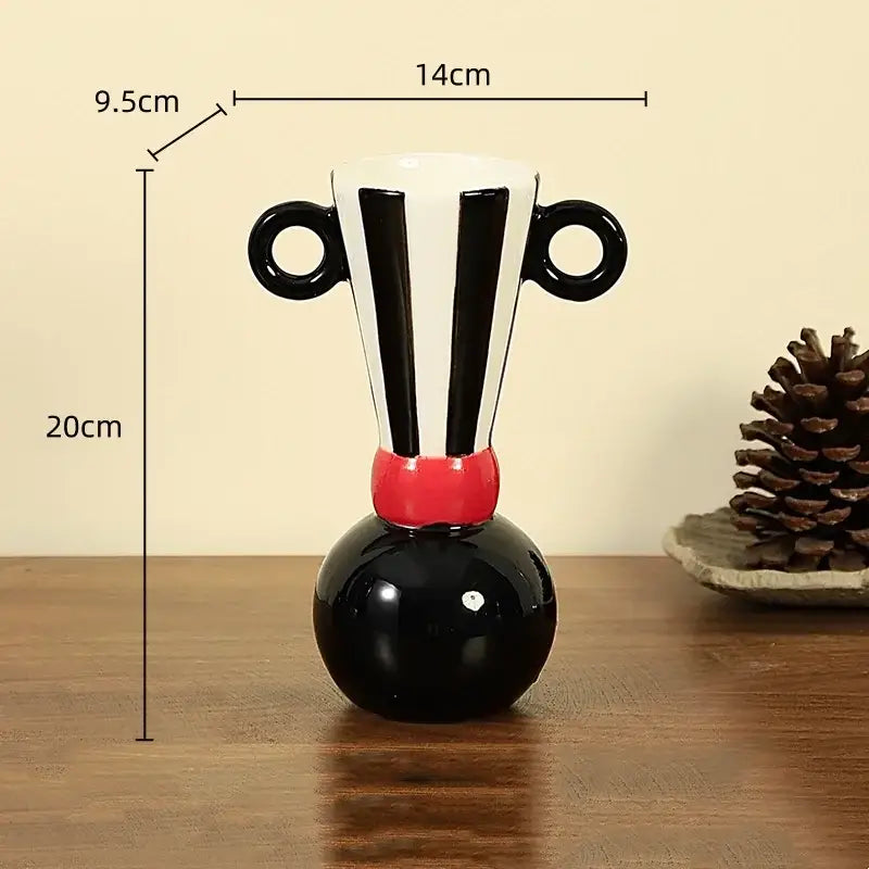 Geometric stripes black & white ceramic vase living room decor