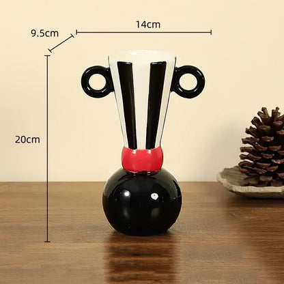 Geometric stripes black & white ceramic vase living room decor