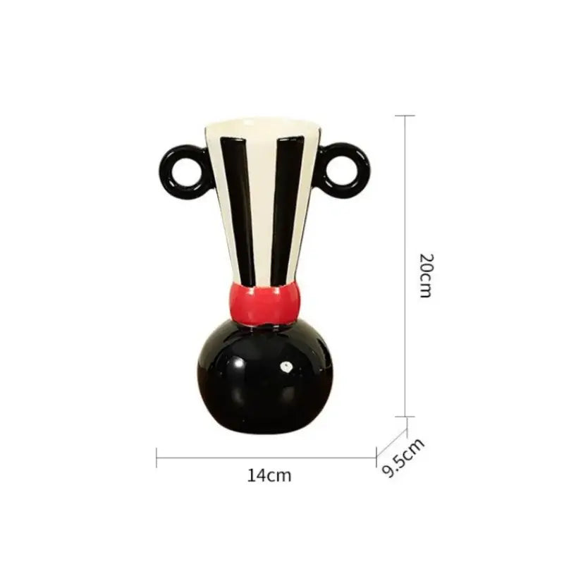 Geometric stripes black & white ceramic vase living room decor