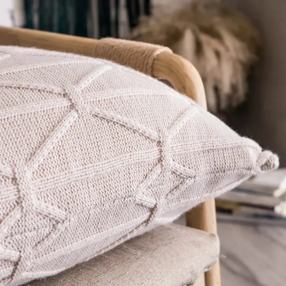 Geometric textured earthy knit cushion cover set living room decor