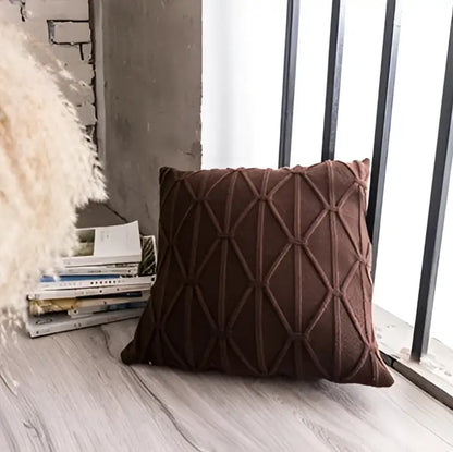 Geometric textured earthy knit cushion cover set living room decor