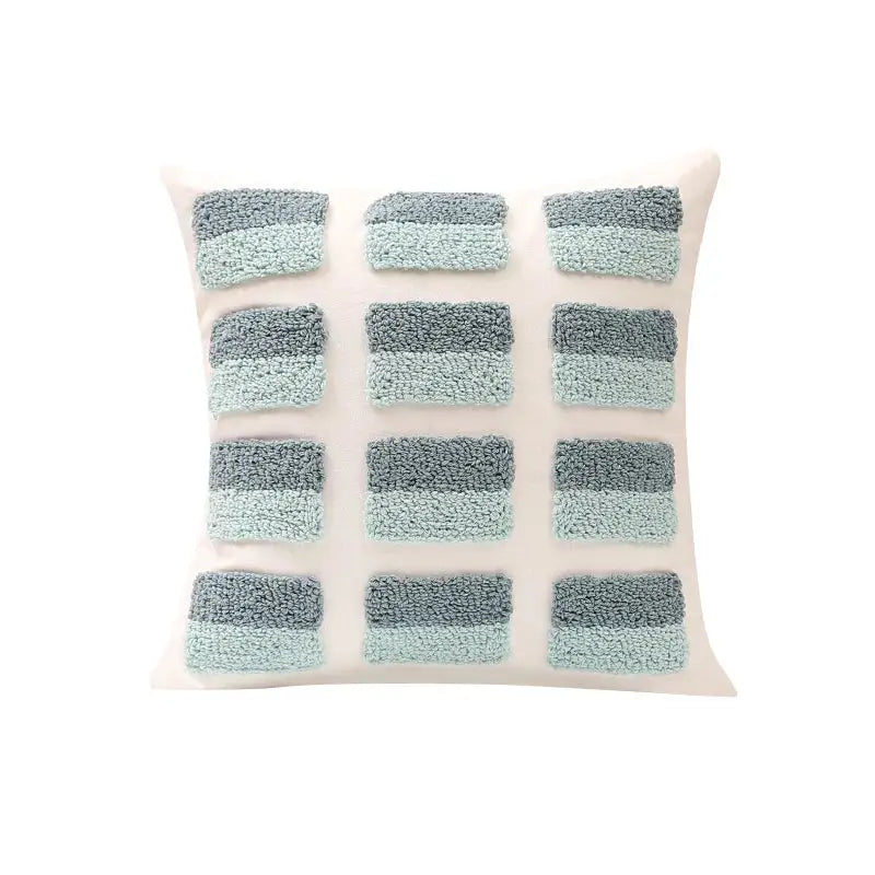 Geometric tufted diamond teal & white pillow cover living room decor