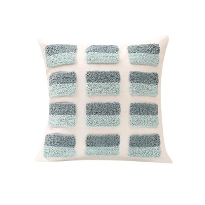 Geometric tufted diamond teal & white pillow cover living room decor