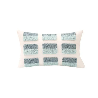 Geometric tufted diamond teal & white pillow cover living room decor