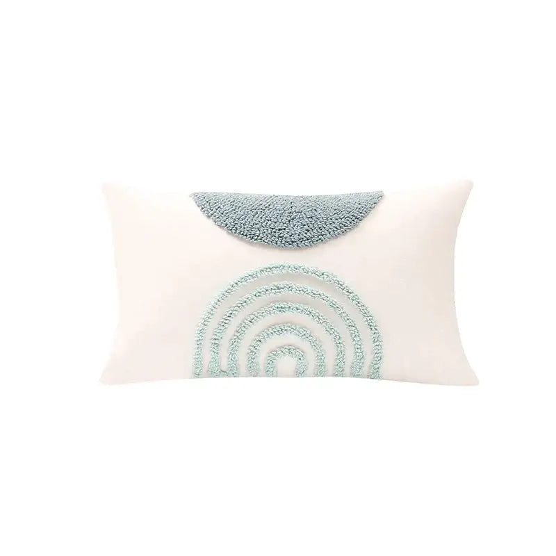 Geometric tufted diamond teal & white pillow cover living room decor