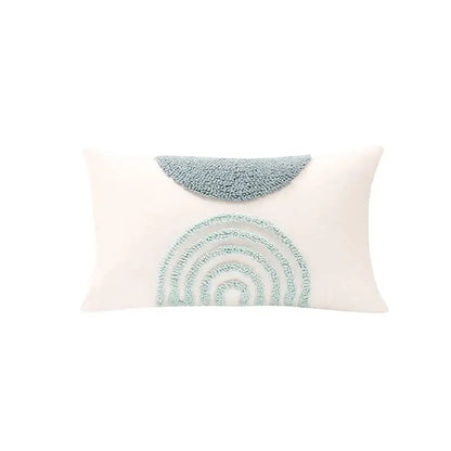 Geometric tufted diamond teal & white pillow cover living room decor
