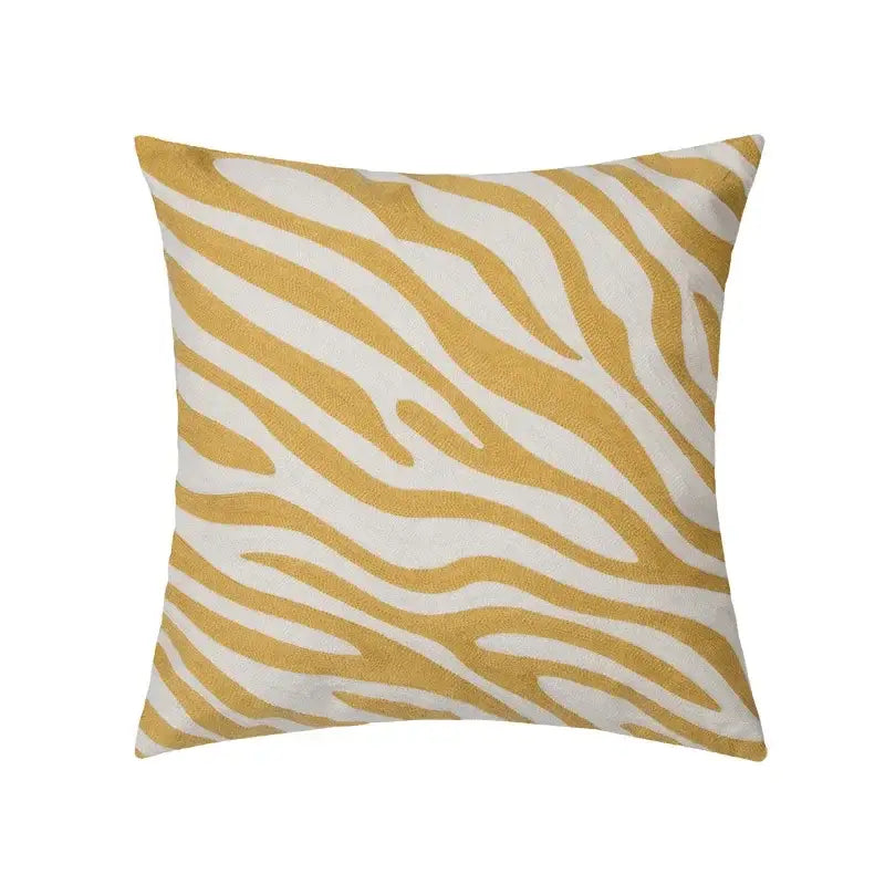 Geometric tufted plush cushion cover mustard & white living room decor