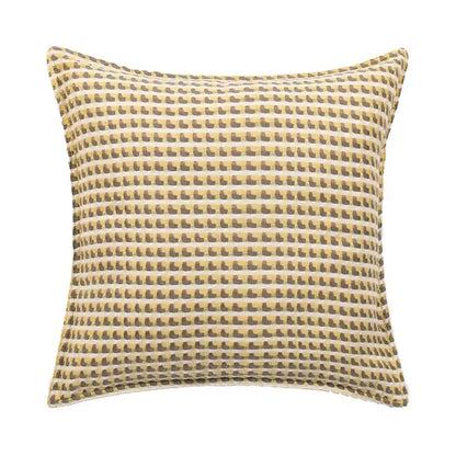 Geometric tufted plush cushion cover mustard & white living room decor
