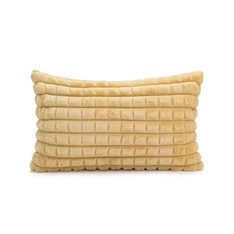 Geometric tufted plush cushion cover mustard & white living room decor